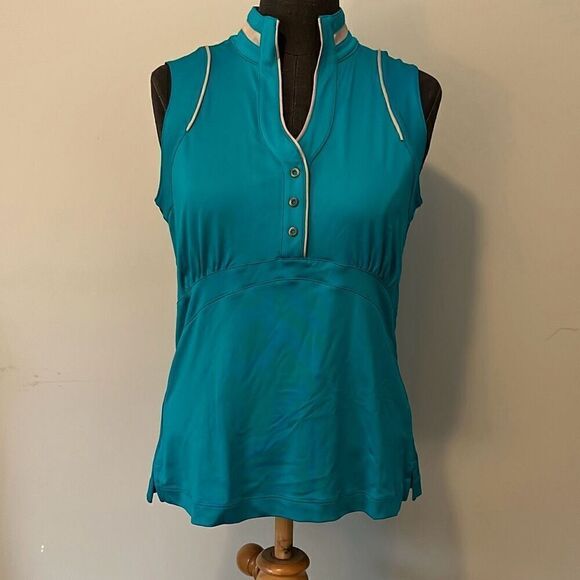 Tail Tech Women's Blue Sleeveless Collared Golf Activewear Tank Top - Picture 1 of 7